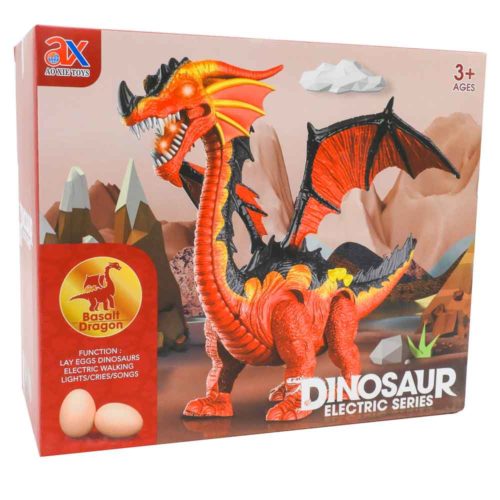 דינוזאור לילדים דרקון בזלת מנגן מטיל ביצים ועם קול ואורות K200842-1