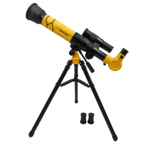 טלסקופ לילדים צהוב עם חצובה ו-3 עדשות להחלפה 20X/30X/40X K200785Y-1