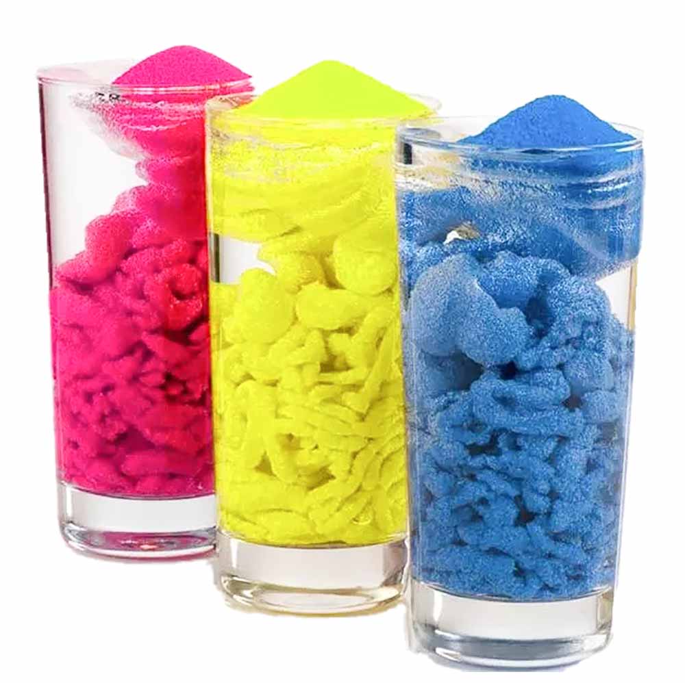 חול קינטי שלא נרטב במים 300 גרם בצבעים המחשה צבעים שונים