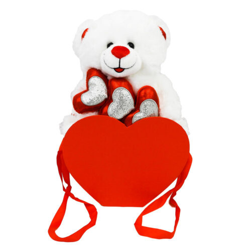 מארז ליום האהבה דובי באהבה שוקולדים ונר בקופסה אדומה K000071-2