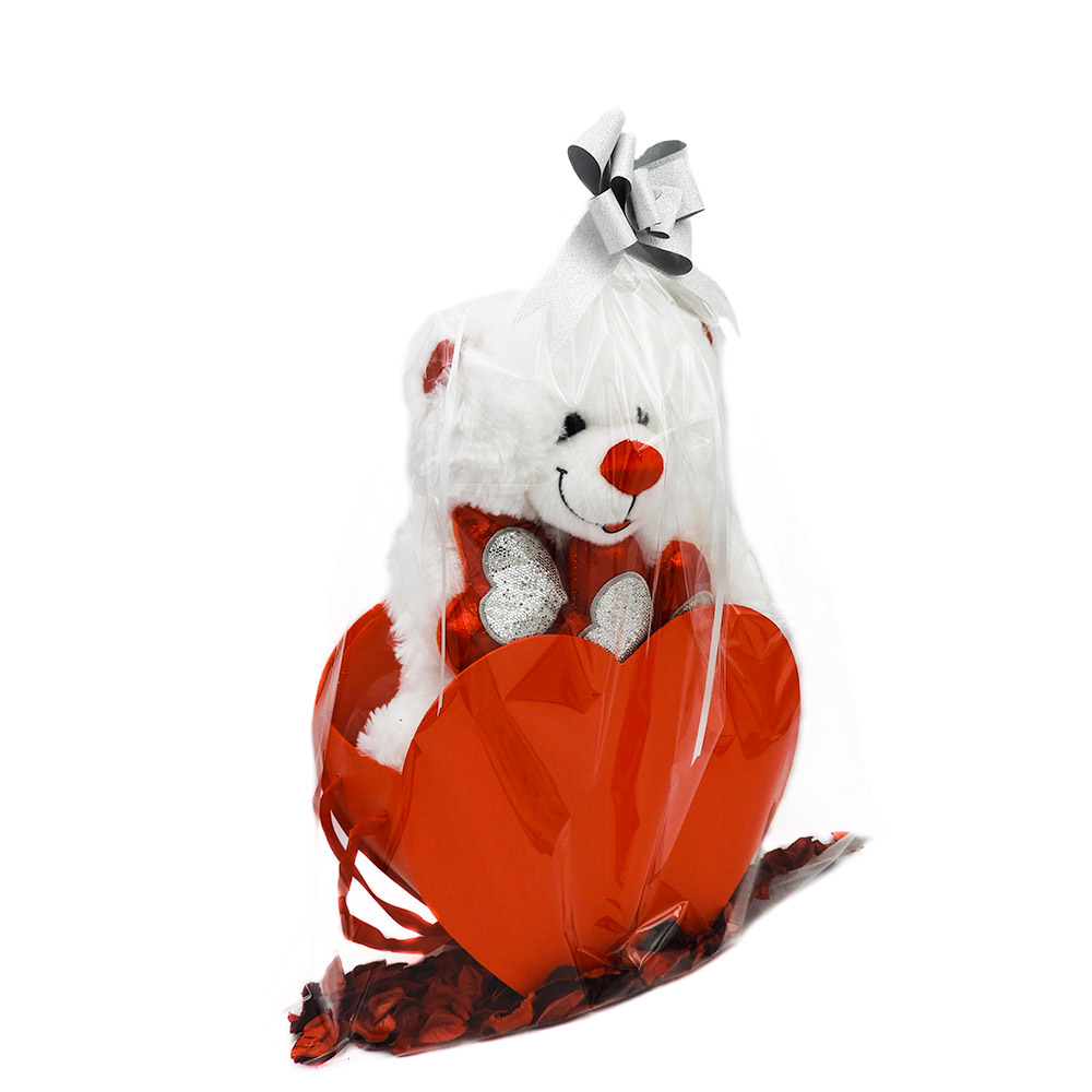מארז ליום האהבה דובי באהבה שוקולדים ונר בקופסה אדומה K000071-4