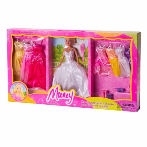 בובת ברבי מונסי עם 7 שמלות ואביזרים במזוודה K200063-1