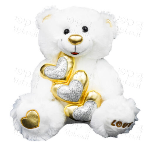 דובי אהבה 29 ס"מ LOVE עם 3 לבבות זהב זוהרים K100345