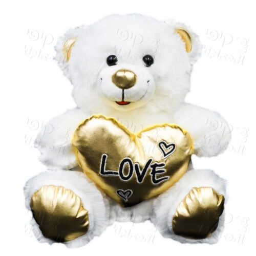 דובי עם לב זהב LOVE מטאלי זוהר 29 ס"מ K100350
