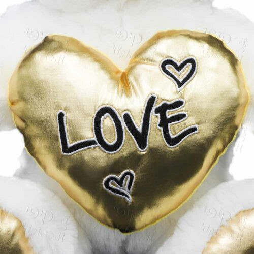 דובי עם לב זהב LOVE מטאלי זוהר 40 ס"מ K100351-1